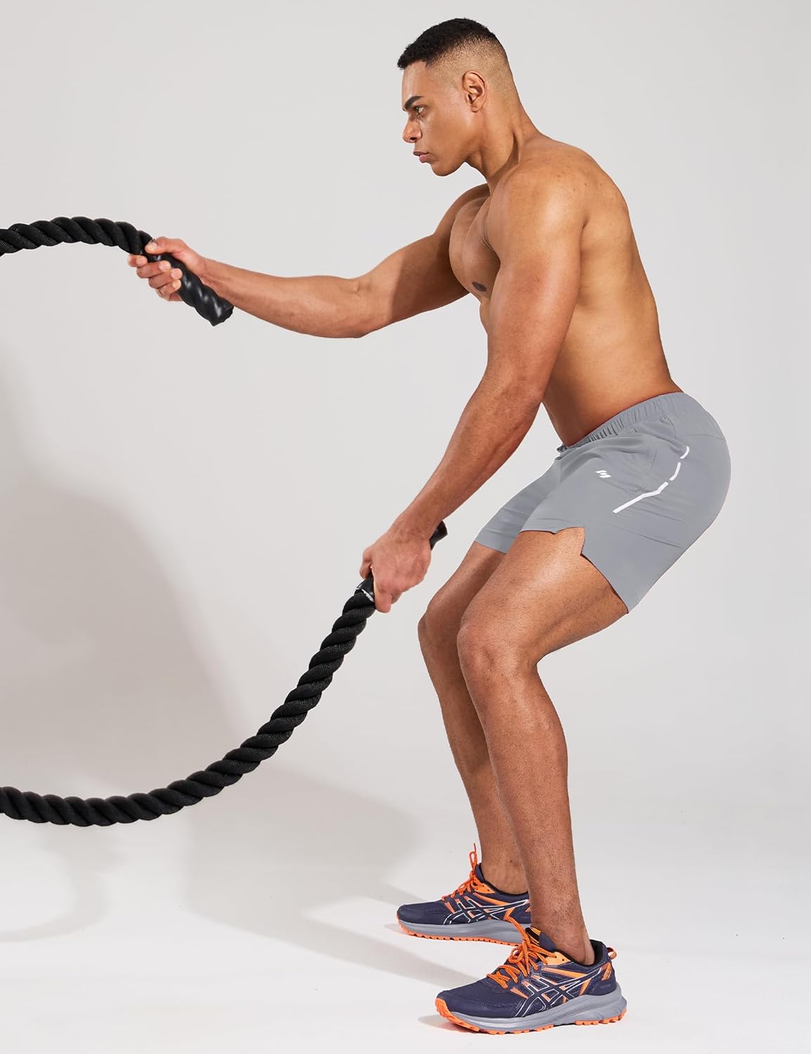 MIER Mens 5 Inch Athletic Running Shorts Quick Dry Lightweight Workout Gym Training Active Reflective Shorts,3 Zipper Pockets - Image 7