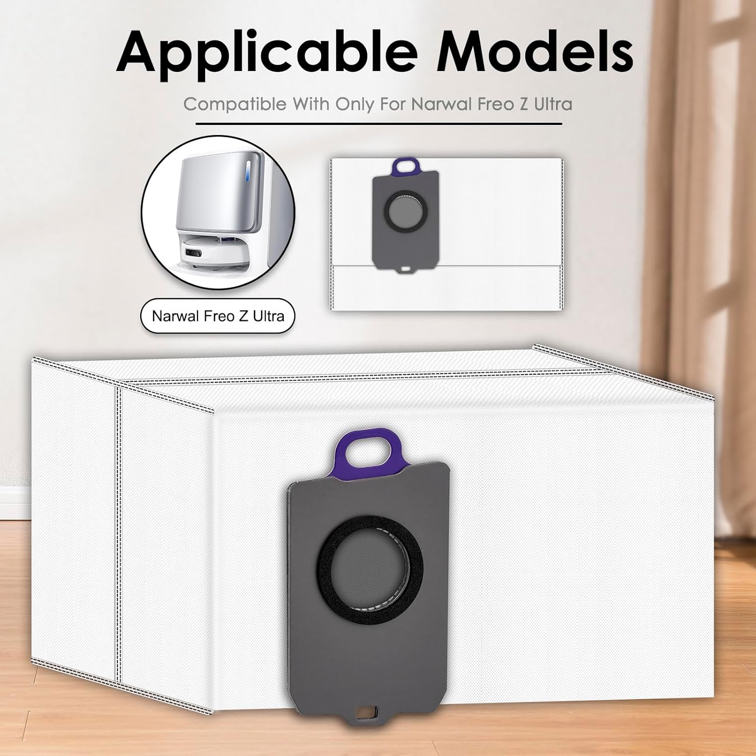 (15 Pack) Freo Z Ultra Replacement Dust Bags compatible with Narwal Flow, Freo Z Ultra Vacuum Cleaner, Disposal Bag Accessories, Freo Z Ultra Robot Vacuum Bags, Filter Bags, Canister Bags