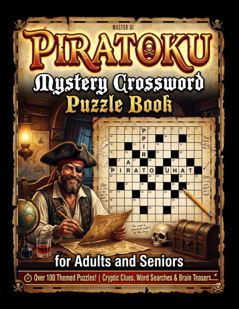 PIRATOKU - Mystery Crossword Puzzle Book for Adults and Seniors (Crossword puzzle book with stories): Volume II