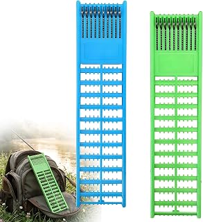2 Pack Fishing Hook Holder with Double Side Spring, Plastic Line Organizer for Snelled Hooks and Leaders, Blue and Green