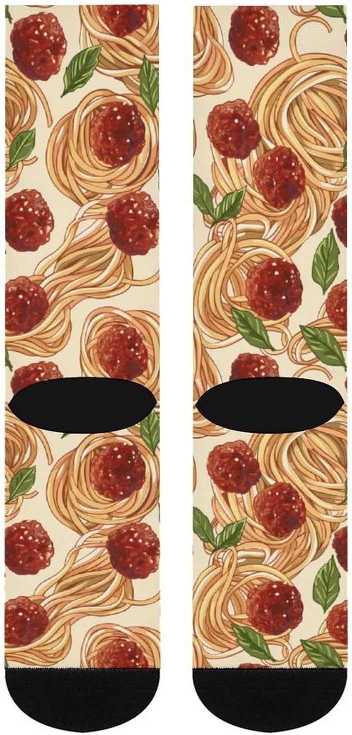 Italian Food Meatball Spaghetti Knee High Socks Athletic Long Stockings Sport Casual Crew Tube Sock Boot