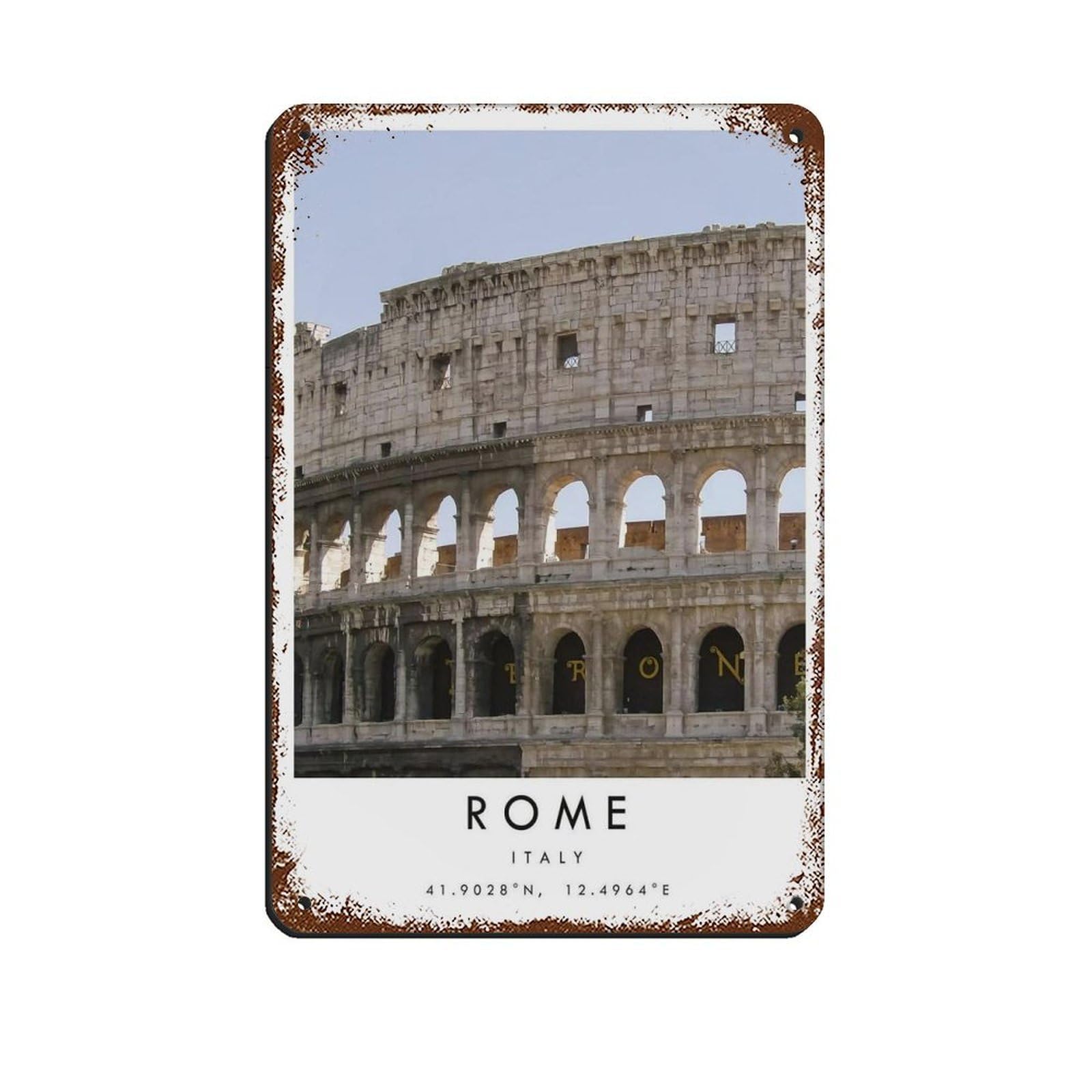 Rome Travel, Italy Poster (2) Tin Sign Vintage Metal Pub Club Cafe Bar Home Wall Art Decoration Poster Retro 8x12inch(20x30cm)