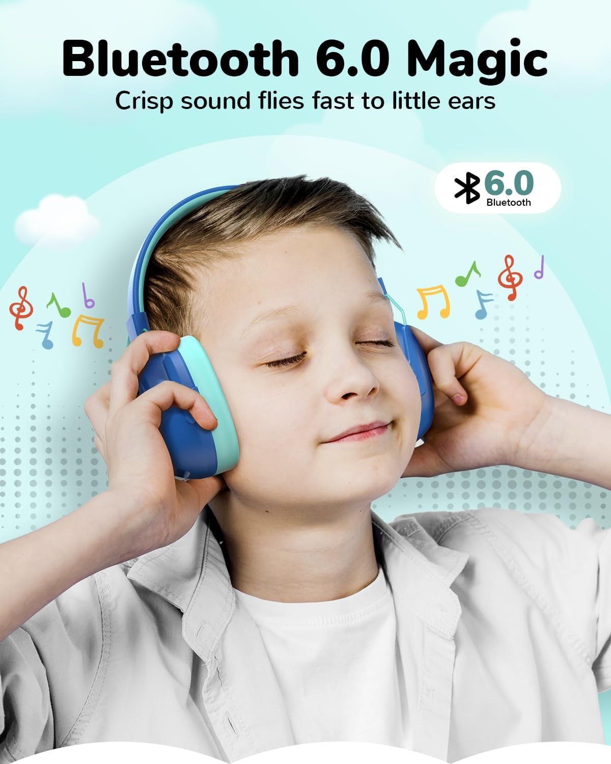 Kids Noise Cancelling Headphones, Sound Proof Ear Protection, 29dB SNR Noise Reduction Bluetooth 6.0 Earmuff, 94dB Lock - 80H Playtime, Hearing Protection for Autism, Shooting Gun Range Mowing (Blue)