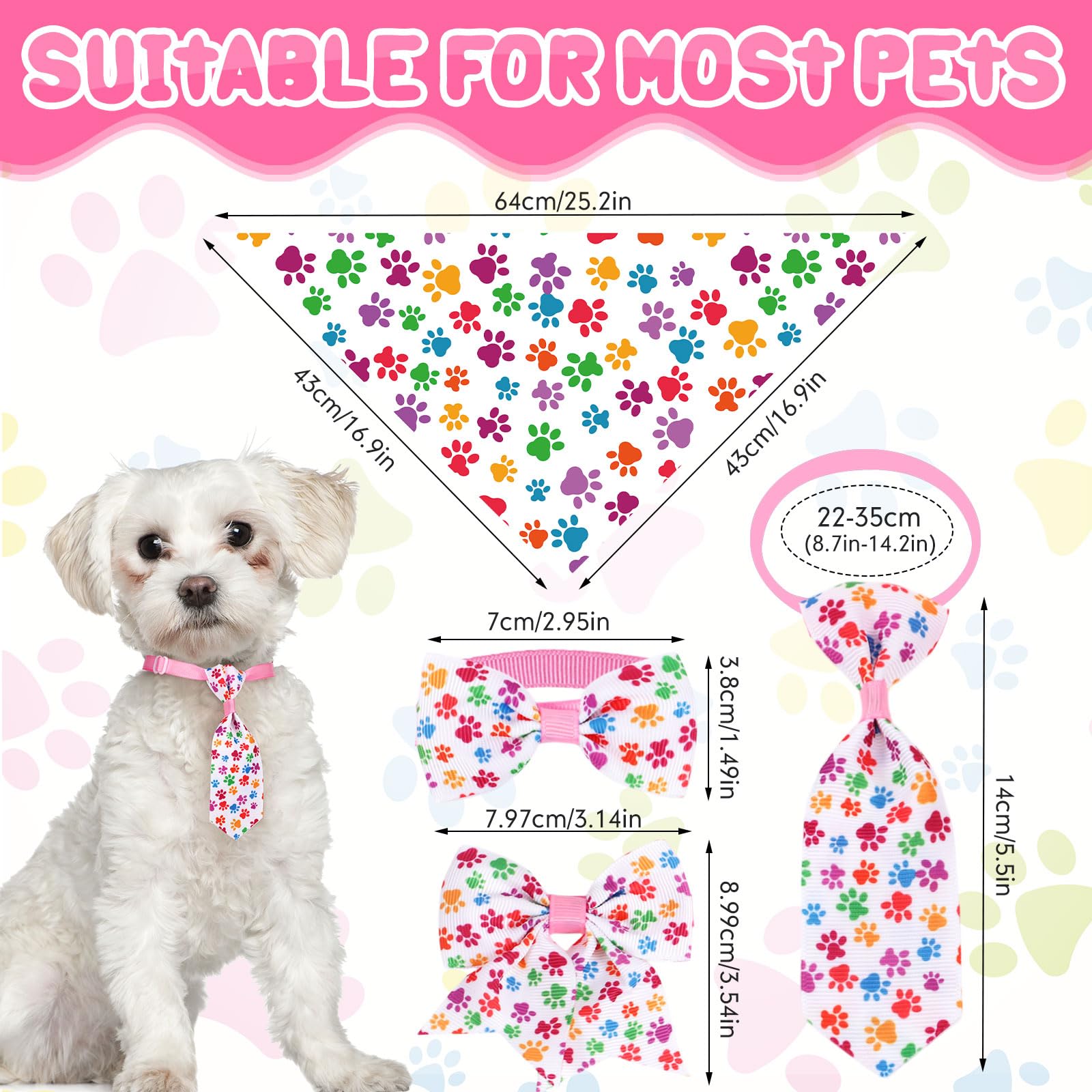 Reginary Hundehalstücher mit Pfotenknochen-Aufdruck, Set mit Fliegen, Katzenschal, bunt, waschbar, Dreieck, Haustierhalstuch, niedliches Lätzchen für den Sommer, kleine, mittelgroße und große