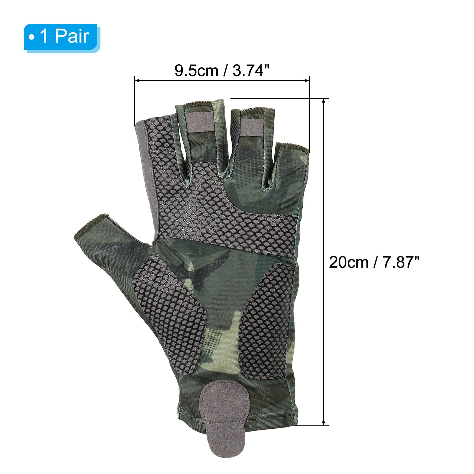 PATIKIL Fishing Gloves, 1 Pair Breathable Fingerless Sun Protection Gloves for Men Women Kayaking Rowing Cycling Hiking Green (L Size) - Image 2