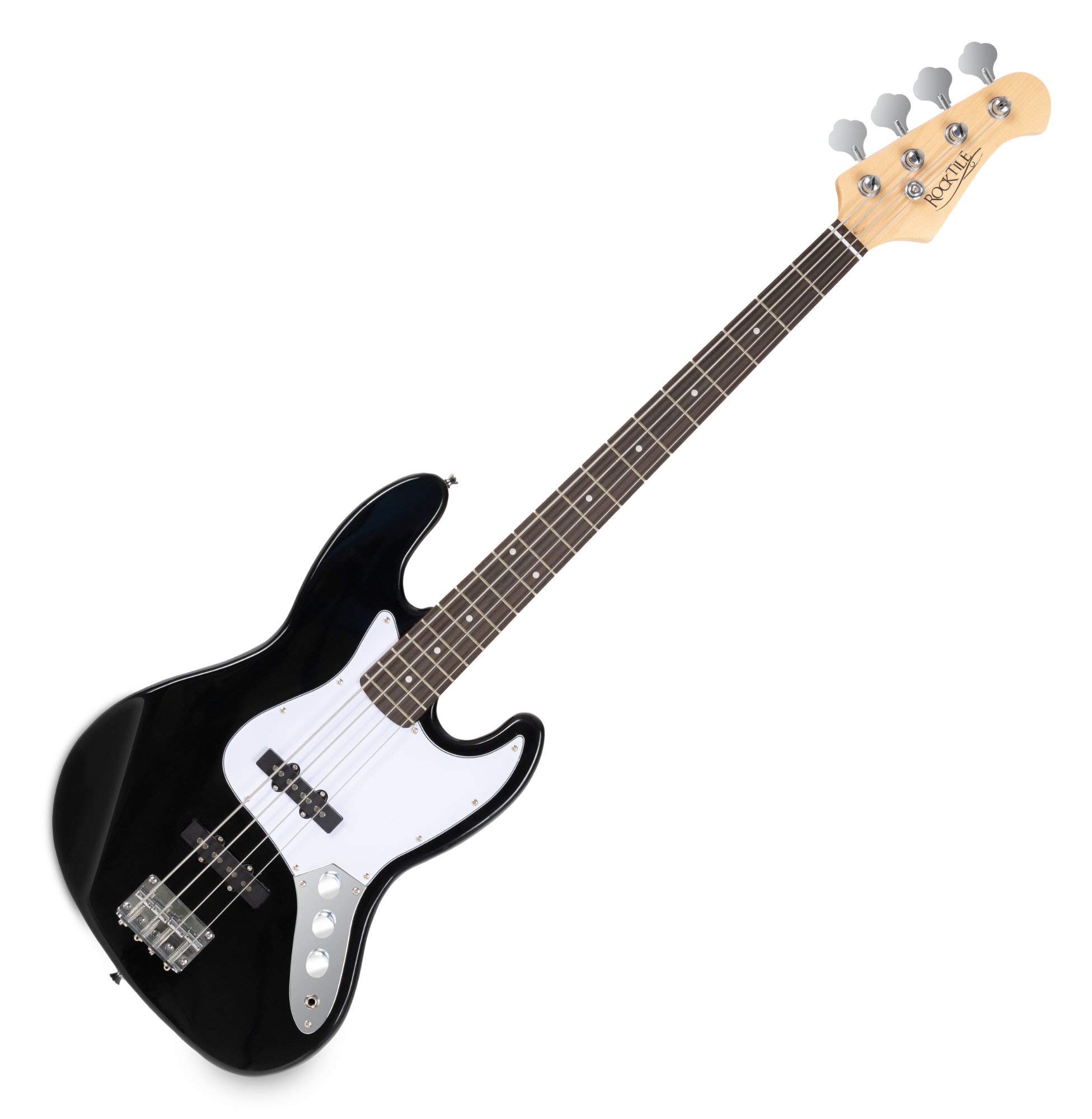 Rocktile Fatboy II BK E-Bass Black, Jazz-Style E-Bass, 2 Single Coil Pickup | 2 manopole volume/1 tono, Corpo: Tiglio, Manico: Acero (non trattato), Tastiera: Palissandro, Hardware cromato, 21 tasti