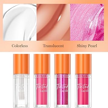 Moisturizing Lip Gloss & Liner Set - 4PCS Tinted Lip Oil with Long-Lasting Shimmer, Perfect for Girls and Women