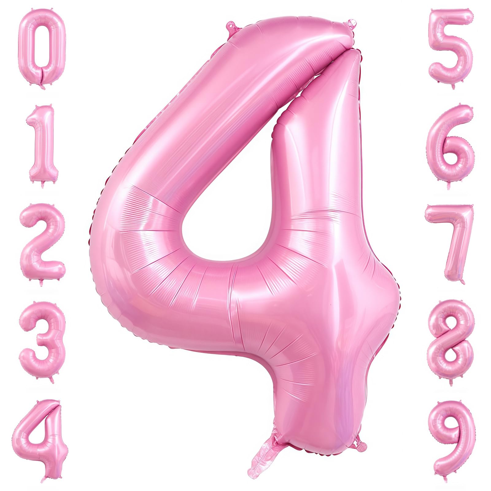 Pastel Pink 4 Balloon Number,40 Inch Light Pink 4 Balloons Large Helium Foil Mylar Number 4 Balloon for Birthday Party Anniversary Decorations