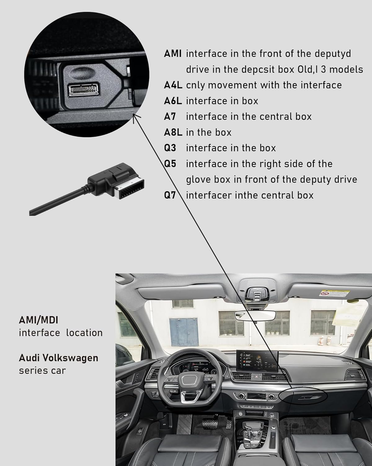 USB-C to AMI MMI Aux Cable for iPhone 16 / iPhone 15 and Other Type C Devices, Compatible with VW, Audi A3/A4/A5/A6/A7/A8/S4/S6/S8/Q5/Q7/R8/TT 2011-2016(3.3FT)