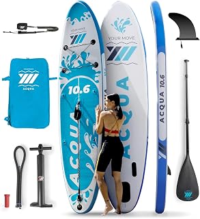 YM SUP inflable Premium Stand Up Paddle, tecnología '3D Drop Stitch HD' + 'STL-Fusion', marca y asistencia italiana, anillas mochila de viaje Leash y accesorios incluidos, varias versiones, blanco o