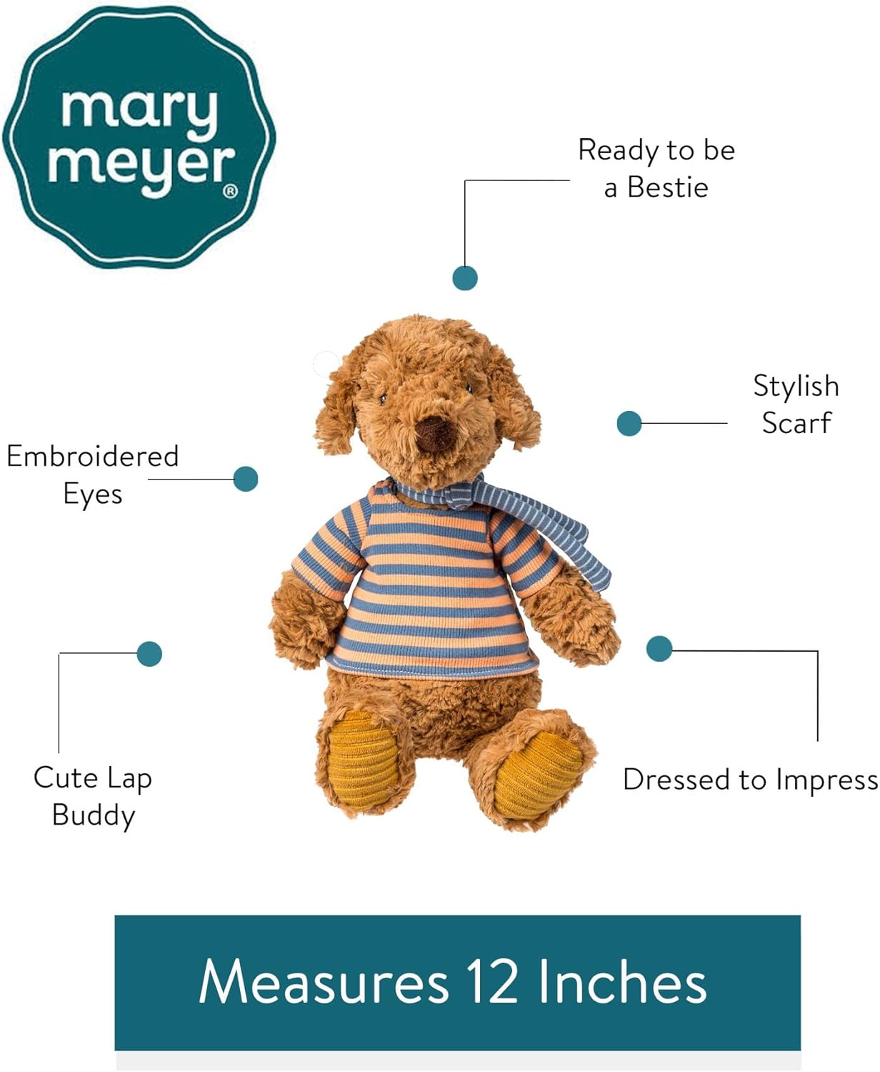 Mary Meyer Stuffed Animal Plush Soft Toy, 12-Inches, Cabot Tails Dog