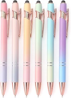 Bribobo 6 Pack Ballpoint Pen 2-in-1 Pen with Stylus tip, 1.0 mm Black Ink