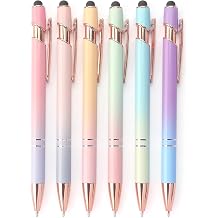 Bribobo 6 Pack Ballpoint Pen 2-in-1 Pen with Stylus tip, 1.0 mm Black Ink | Metal Stylus Pen for Touch Screens