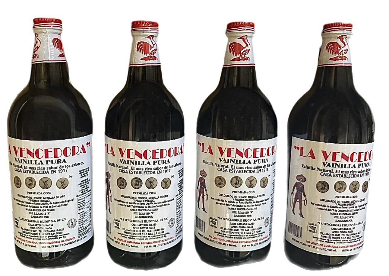 La Vencedora Mexican Vanilla Extract 31.78oz Each 4 Glass Bottles Product From Mexico