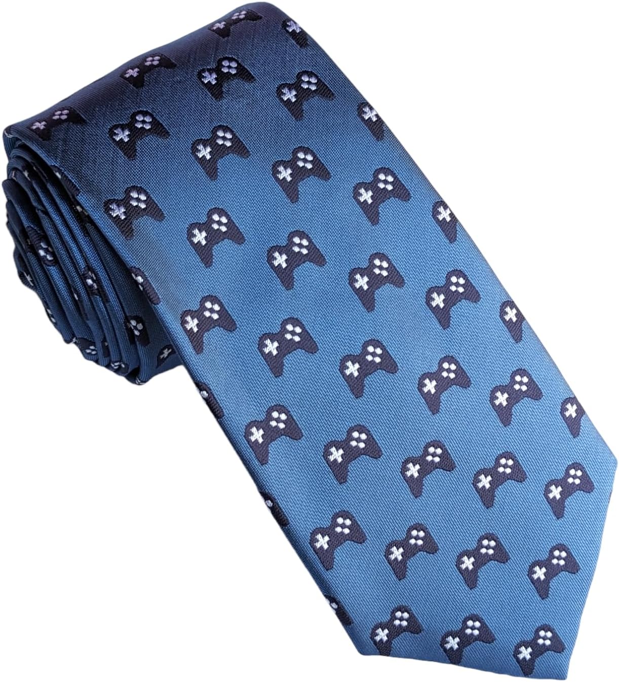 Maker V Gamer Necktie - Video Game Gift for Men - Men's Gamer Necktie (Medium Blue Video Game), Blue/Black Gamer, One Size