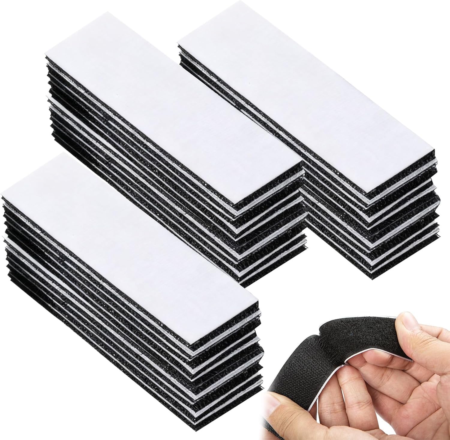60 Pack Heavy Duty Self Adhesive Hook and Loop Strips, Extra Strong Reusable Sticky Tape for Mounting, Organising and Hanging on Walls, Metal, Floors, 2 x 10cm