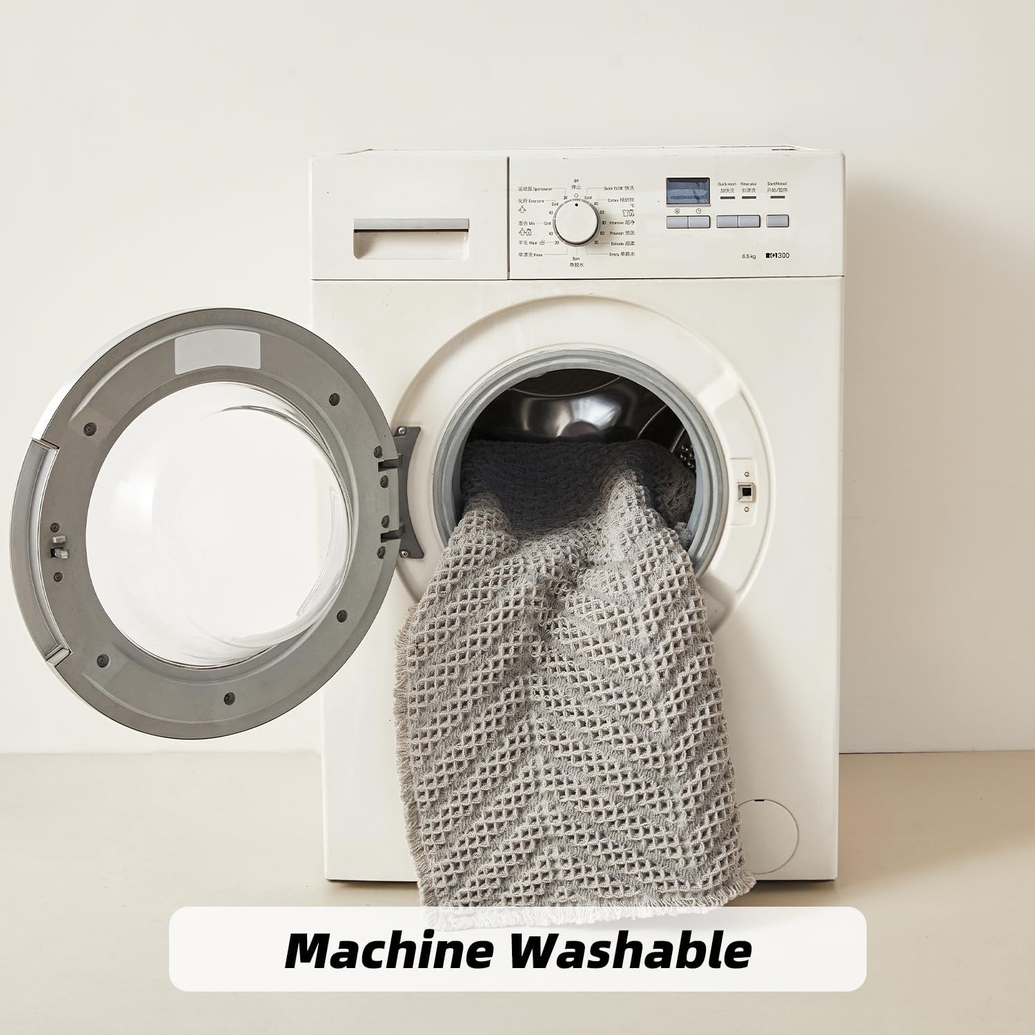 Bath Rugs,Upgraded Waffle Bath Mat,Super Absorbent Boho Bath Rug Non Slip Bath Rugs,Machine Washable Rugs, Rubber Backed Shower Matt, Ultra Soft,Gray,18" x 30" - Image 6