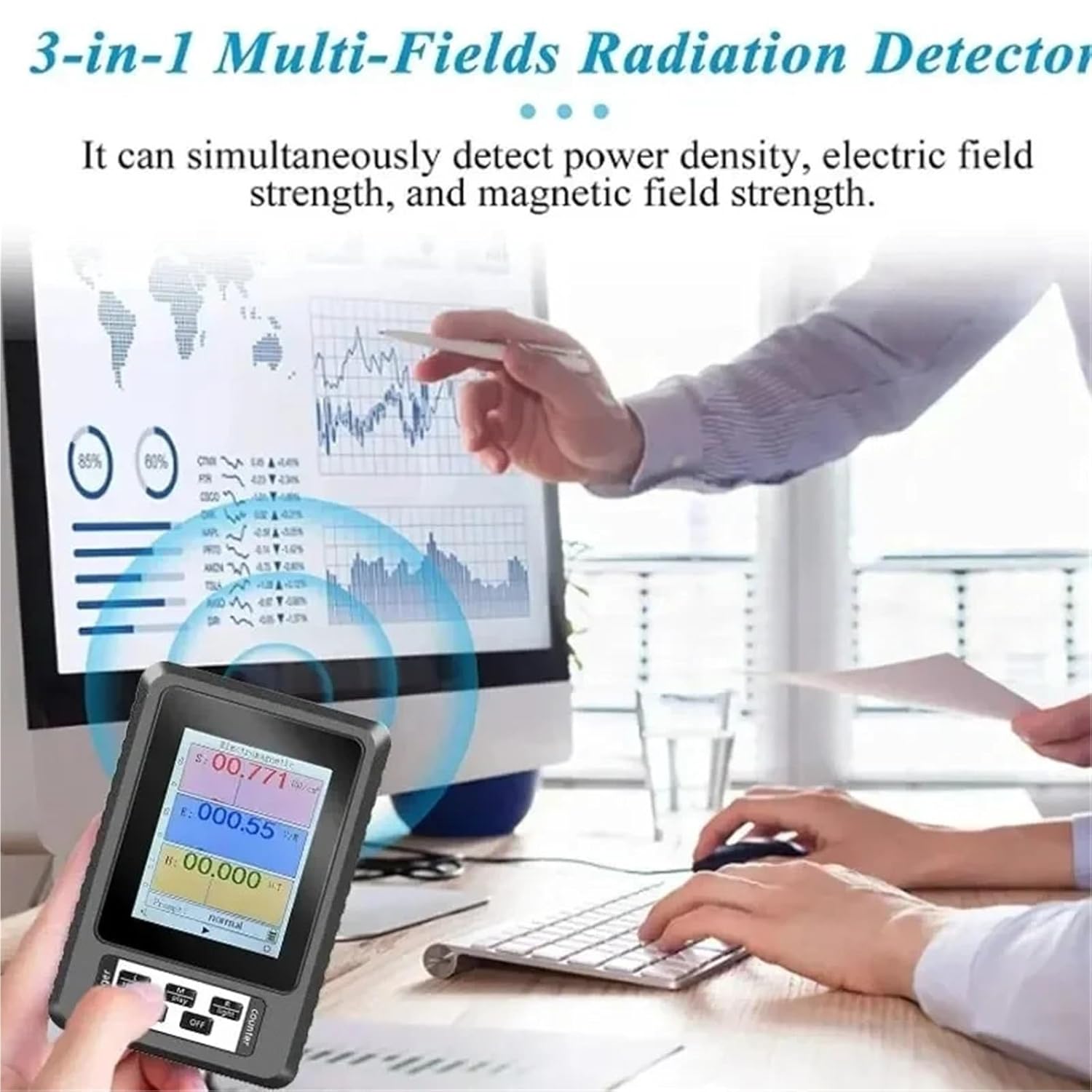 EMF Detector, High Accuracy Professional Radiation Dosimeter Monitor Tester Portable Electromagnetic Detector EMF Meter,emf Reader(Blue)