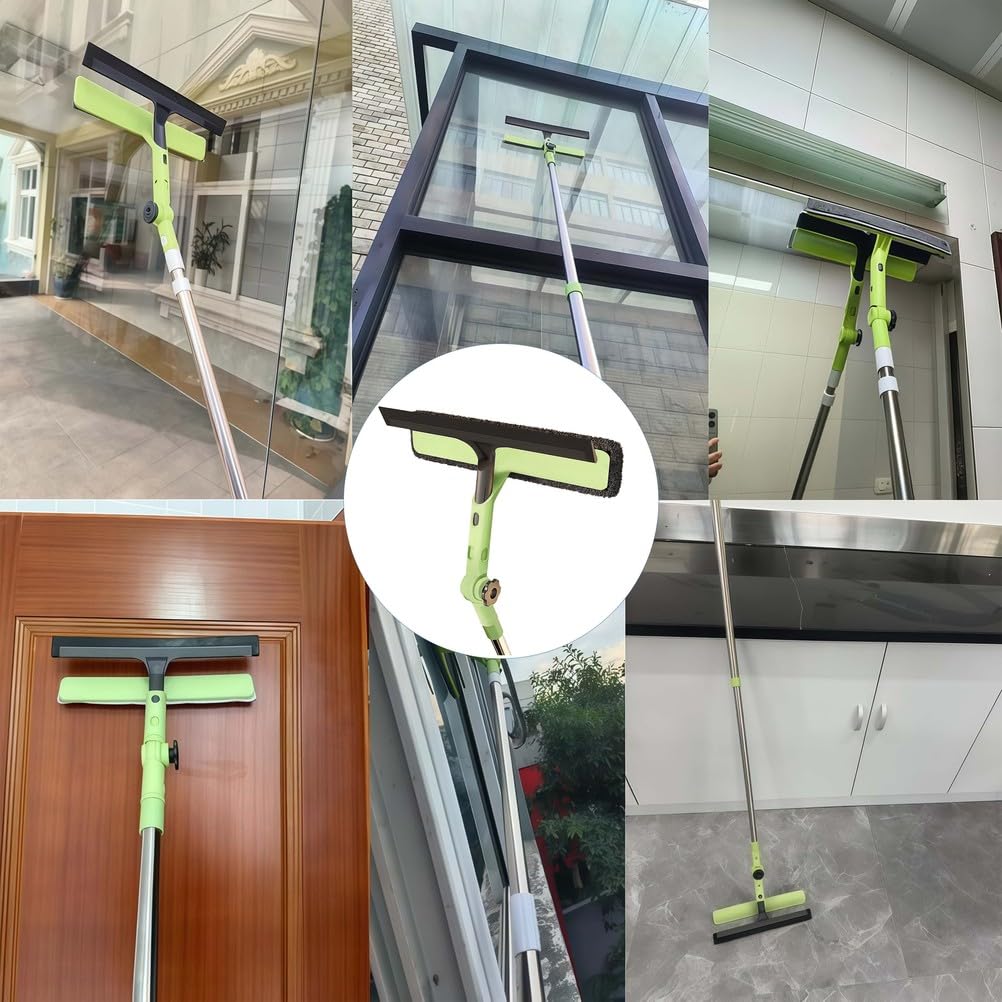 Herramienta de limpieza de ventanas para acristalamiento alto y doble, rasqueta de cristal multifuncional para techo de invernadero, ideal para suelos y puertas, solución de limpieza profesional