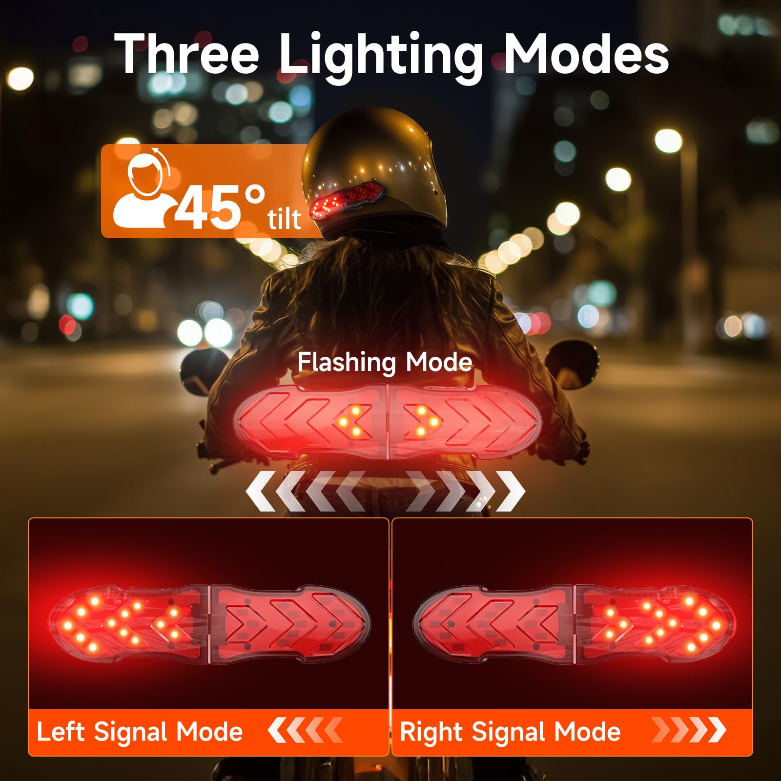 Moman Luce per Casco da Moto, Luce di Segnalazione a LED per Bicicletta Casco con Indicatori di Direzione Luce Rossa di Avvertimento per Guida Notturna con Cavo di Ricarica Impermeabile IPX4