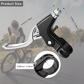 QKTYB 1 Pair Bicycle Brake Levers Universal Full Aluminium Alloy BMX Brake Levers Hand Brakes for MTB/BMX Mountain Road Bike Bicycles Brake Handle 2.2cm Diameter (Silver)