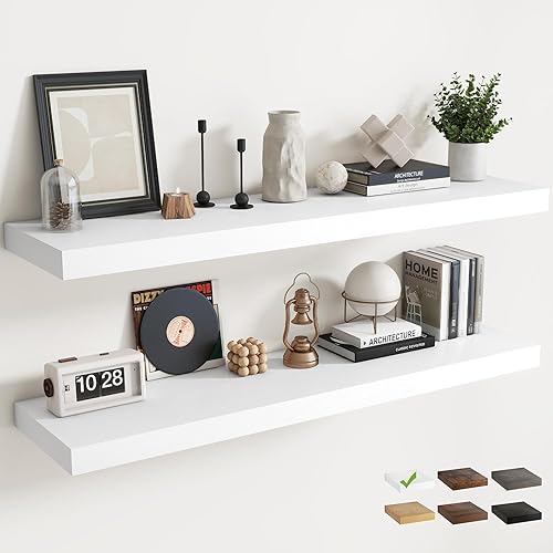 Marsmiles Estantes flotantes para pared, 12D55W105H-WHT-2P