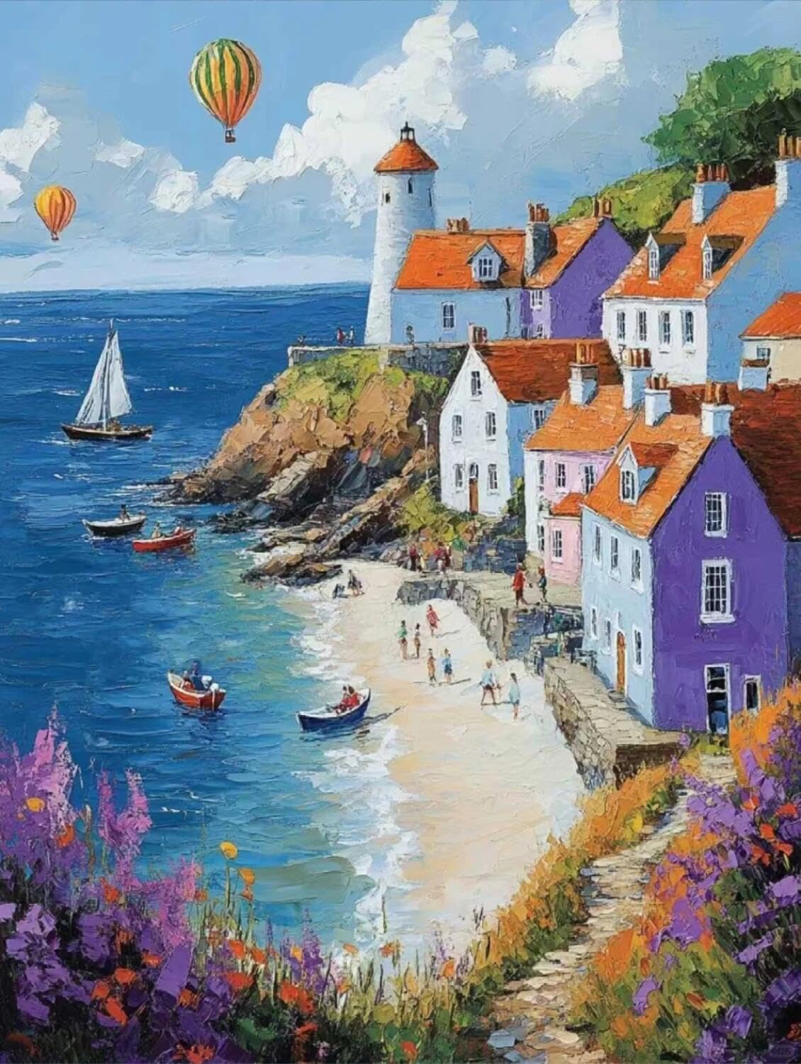 Rqwybcaxn Bead Cross Stitch Kits Fantasy Harbor 40x50cm