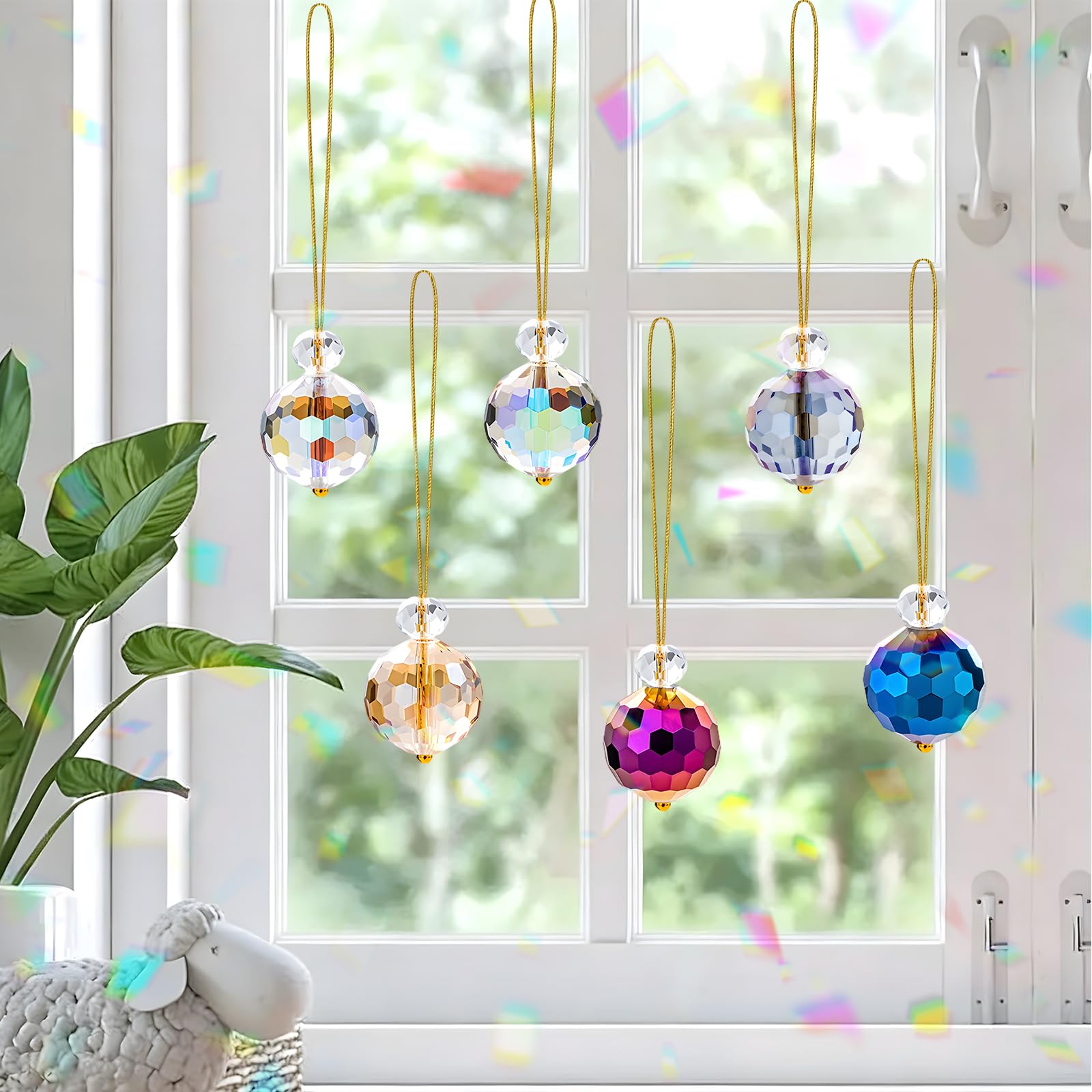 12Pcs Crystal Ball Sun Catcher Hanging Windows, 22mm Crystal Suncatcher Ornament for Graduation Garden Decorations