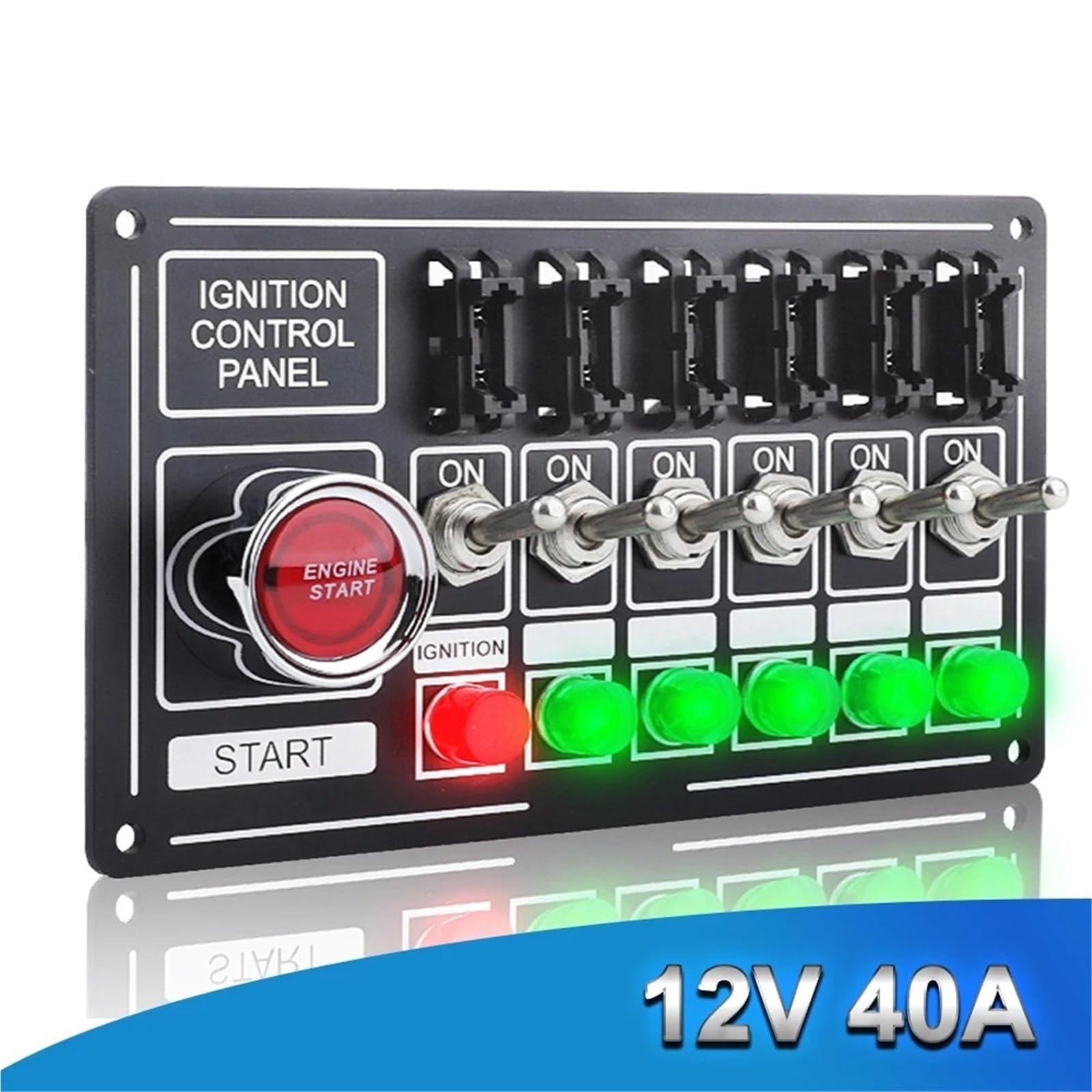 silnika Stater 12V Racing Switch Panel Race Car Ignition Accessory Engine Start 6 Lampka kontrolna 6 Bezpiecznikowy przełącznik szybkiego wyłączania włącznik zapłonowy rozrusznik