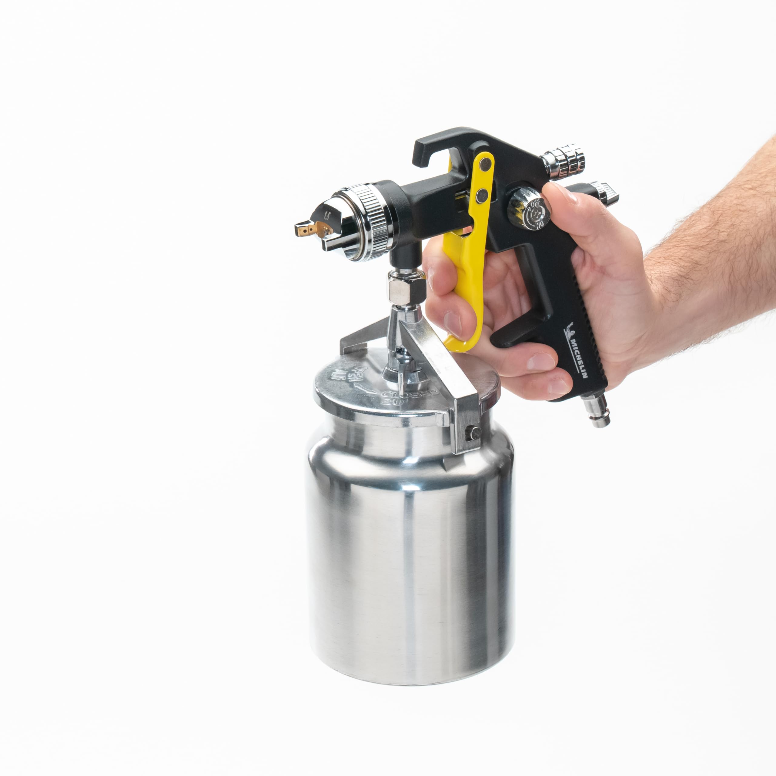 MICHELIN - Pistola professionale per verniciatura a spruzzo tipo aspirante con serbatoio da 1 L - ugello da 1,5 mm - Consumo d'aria : 240 l/min - Pressione massima : 3-4 bar