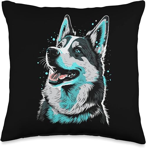 More Cute Siberian Husky Dog Lover Designs Linda almohada para amantes de las mascotas de raza de perro husky siberiano, 16 x 16 pulgadas, multicolor