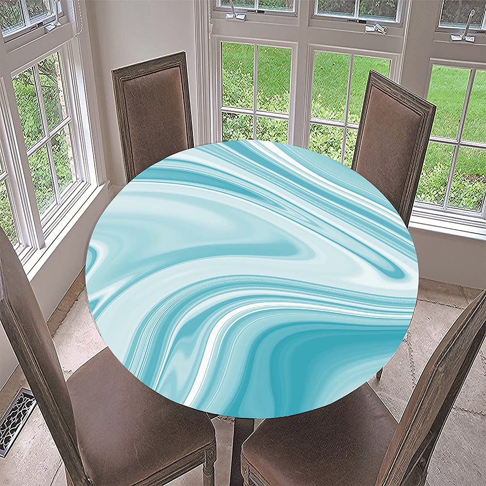 Morbuy Rondes Nappes Anti Taches, 3D Marbre Nappes Rondes Lavable Et Facile D'entretien, Imperméable Polyester Nappe De Table Pour Cuisine Jardin Fête ( Bleu Glacier,Diamètre 120cm
