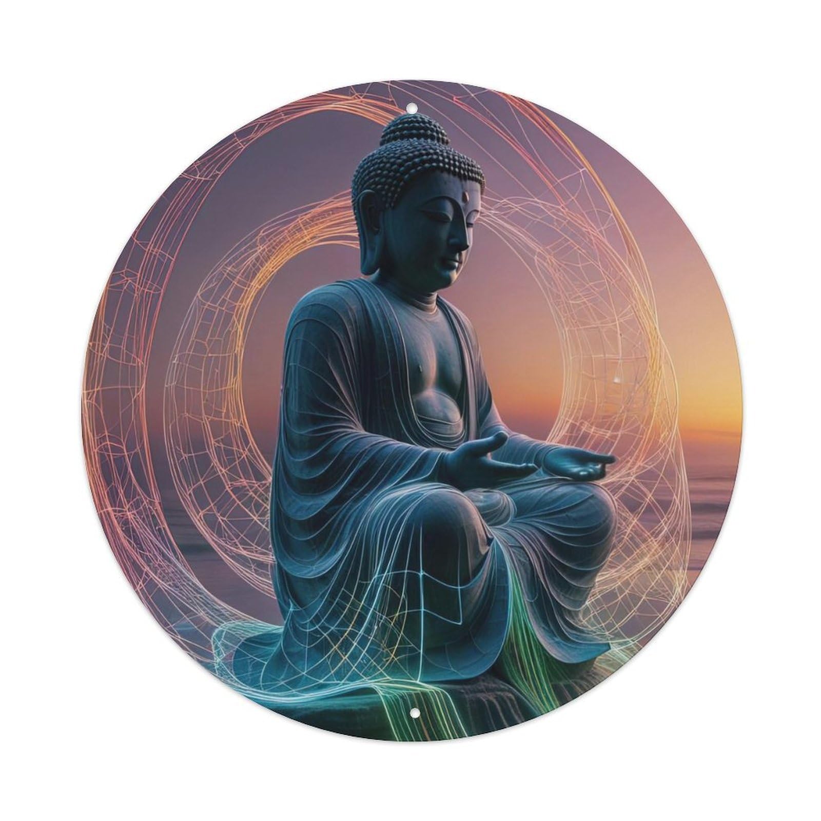 Buddhism Artwork Buddha Meditating by The River Metal Tin Sign