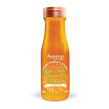 Aveeno Apple Cider Vinegar Clarifying In-Shower Rinse for Balanced, Shiny Hair - Sulfate-Free, pH-Balancing Treatment for Oily or Dull Hair, Paraben & Dye-Free, 6.8 Fl Oz