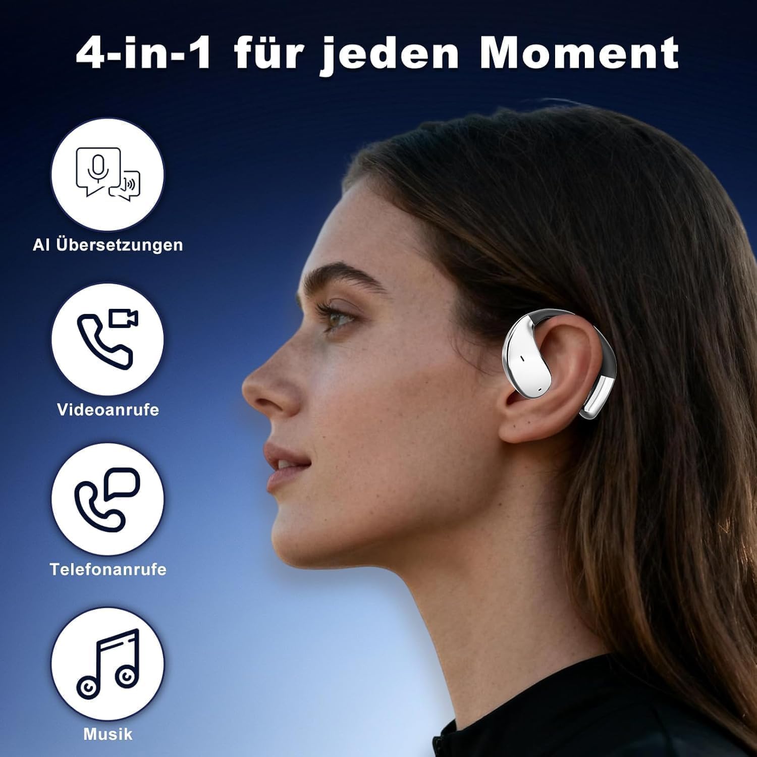 AI Kopfhörer Übersetzer, unterstützt 164 Sprachen/6 Übersetzungsmodi, Übersetzer Ohrhörer 3-in-1-Übersetzungskopfhörer, 60H Open Ear Übersetzer Kopfhörer Mic für Lernen, Reisen, Business