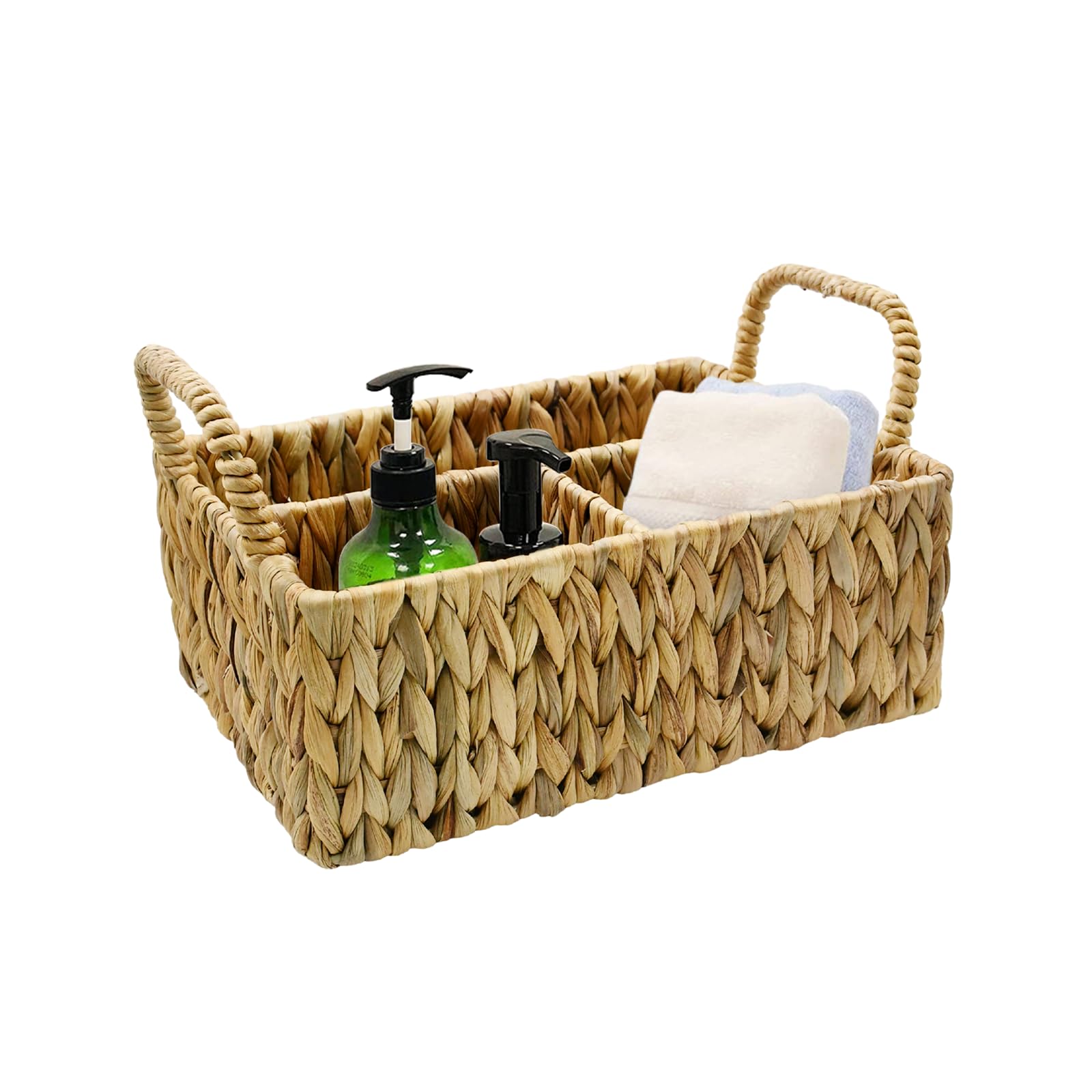 Panier de rangement en jacinthe d'eau à 3 sections Esoes pour organiser la maison