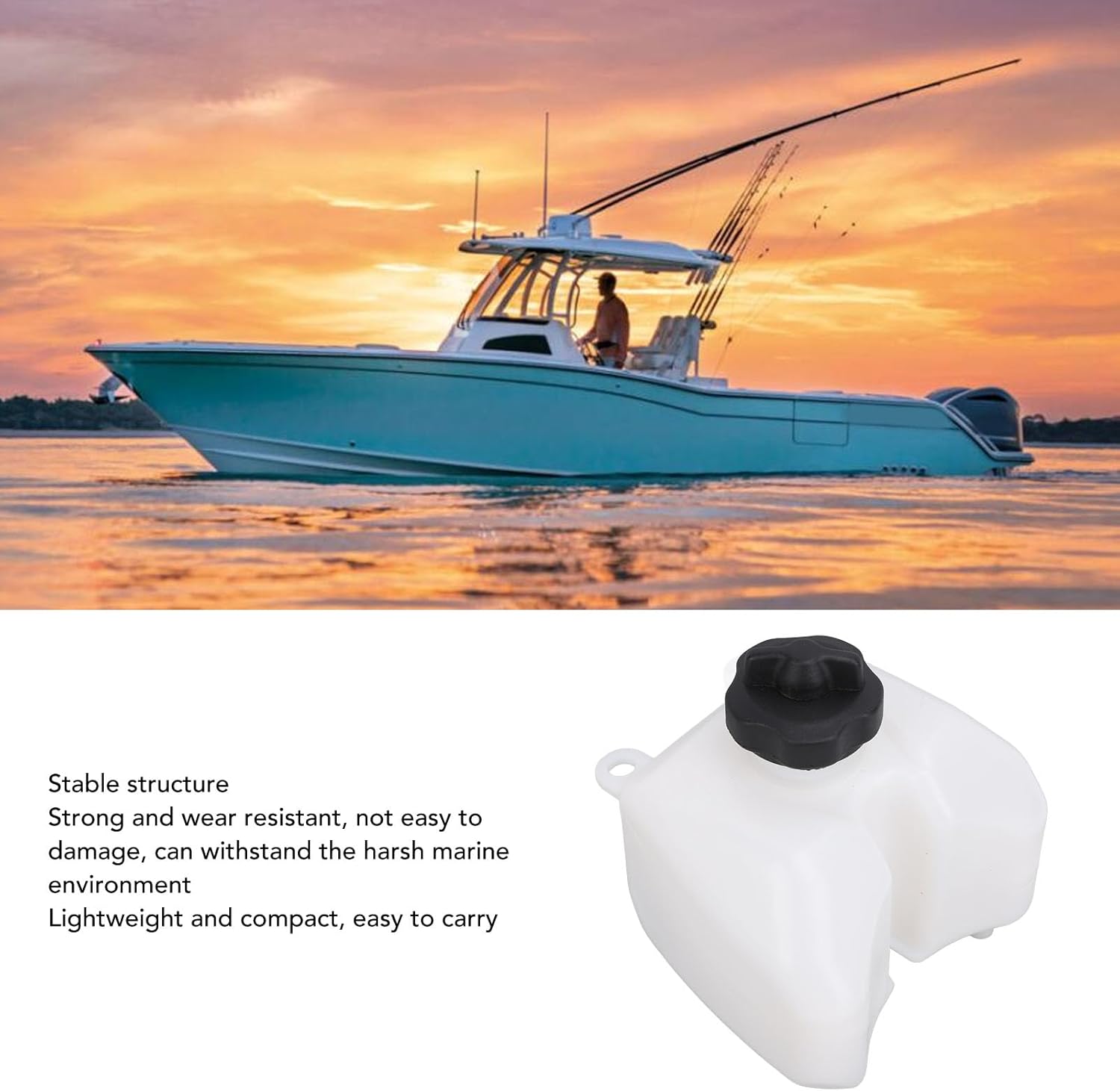 Fuel Tank with Cap for Outboard Motor, Oil Tank Assembly with Leakproof Design, ABS Material Fuel Container for 2 Stroke 2HP Boat Motor, Portable and Compact Oil Reservoir with Sec