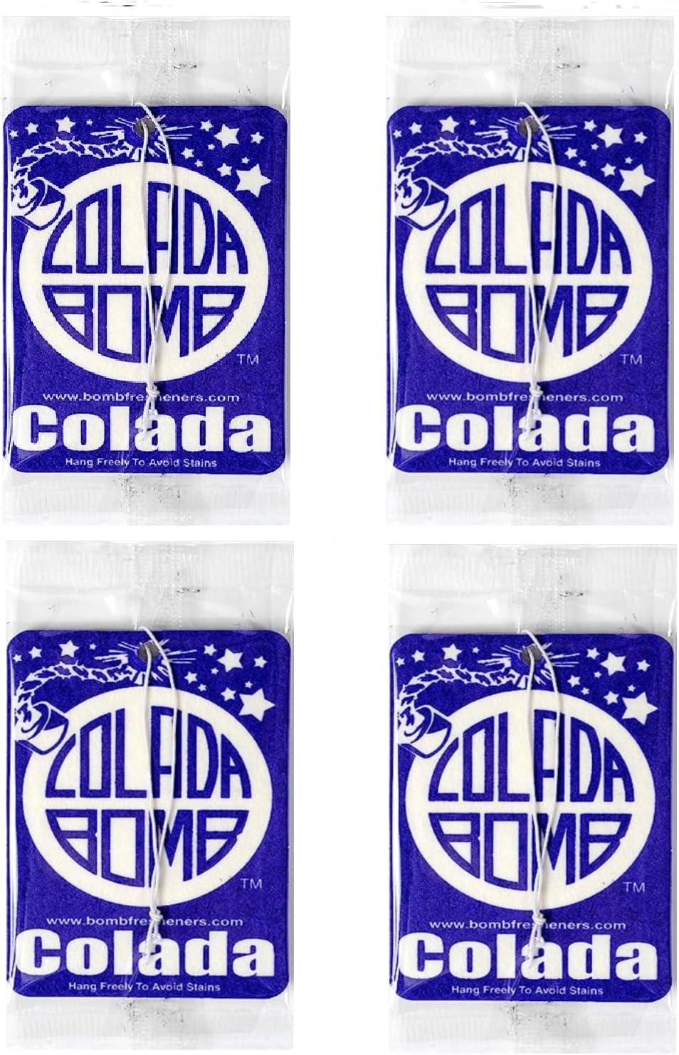 GenericColada Bomb Car Air Freshener 4-Pack | Hanging Air Fresheners Provide Tropical Pina Colada Scent | Premium Quality | Made In USA