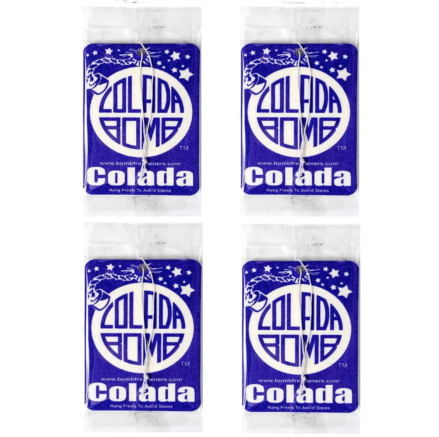 GenericColada Bomb Car Air Freshener 4-Pack | Hanging Air Fresheners Provide Tropical Pina Colada Scent | Premium Quality | Made In USA