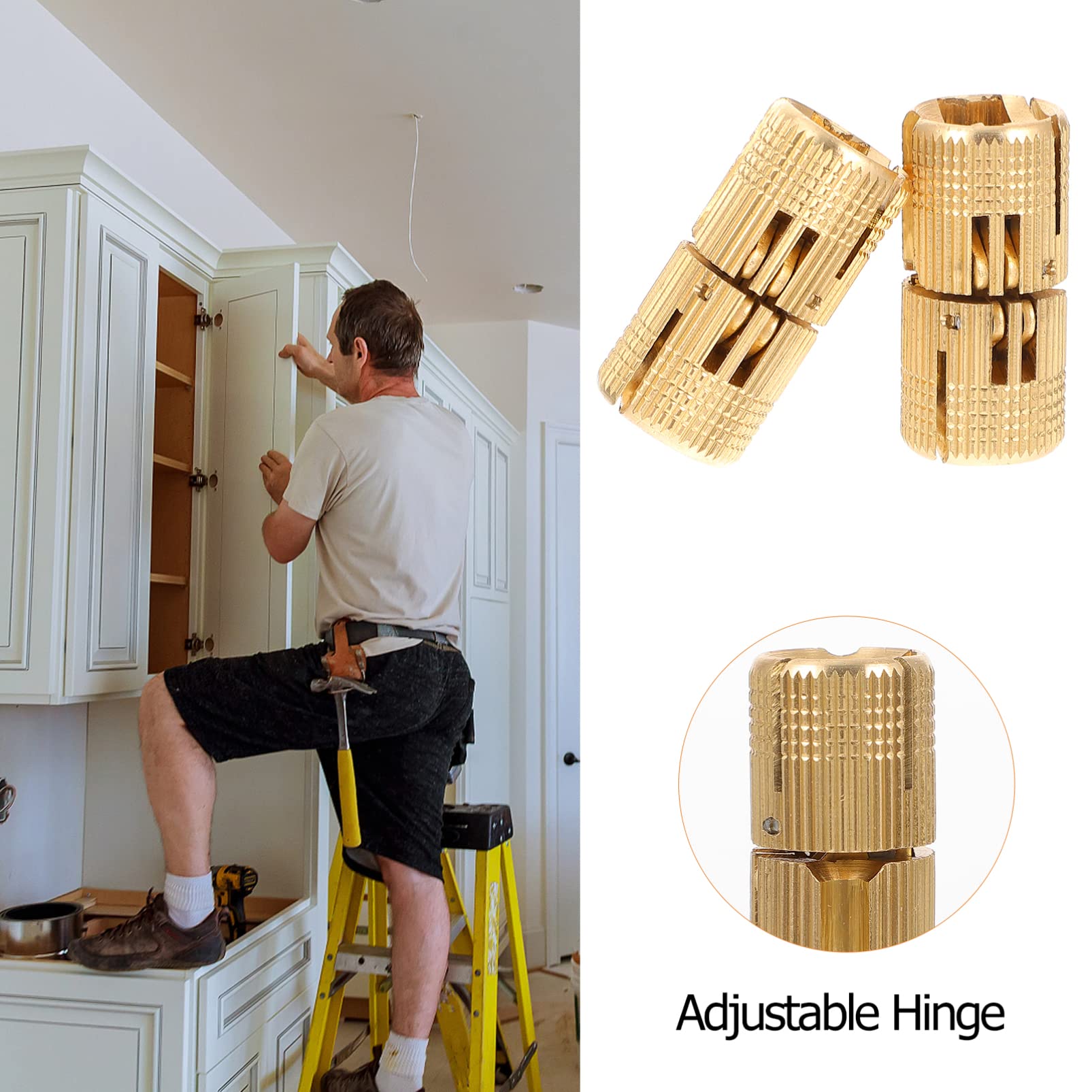 KICHOUSE 2pcs Flap Hinge Hinge Hidden Hinge Rotation Pivot Hinge Cabinet Hinges Rotation Hinge Door Hinge Revolving Hinge Hinges for Cabinet Doors Cupboard Hinges Window Hinge Copper Golden