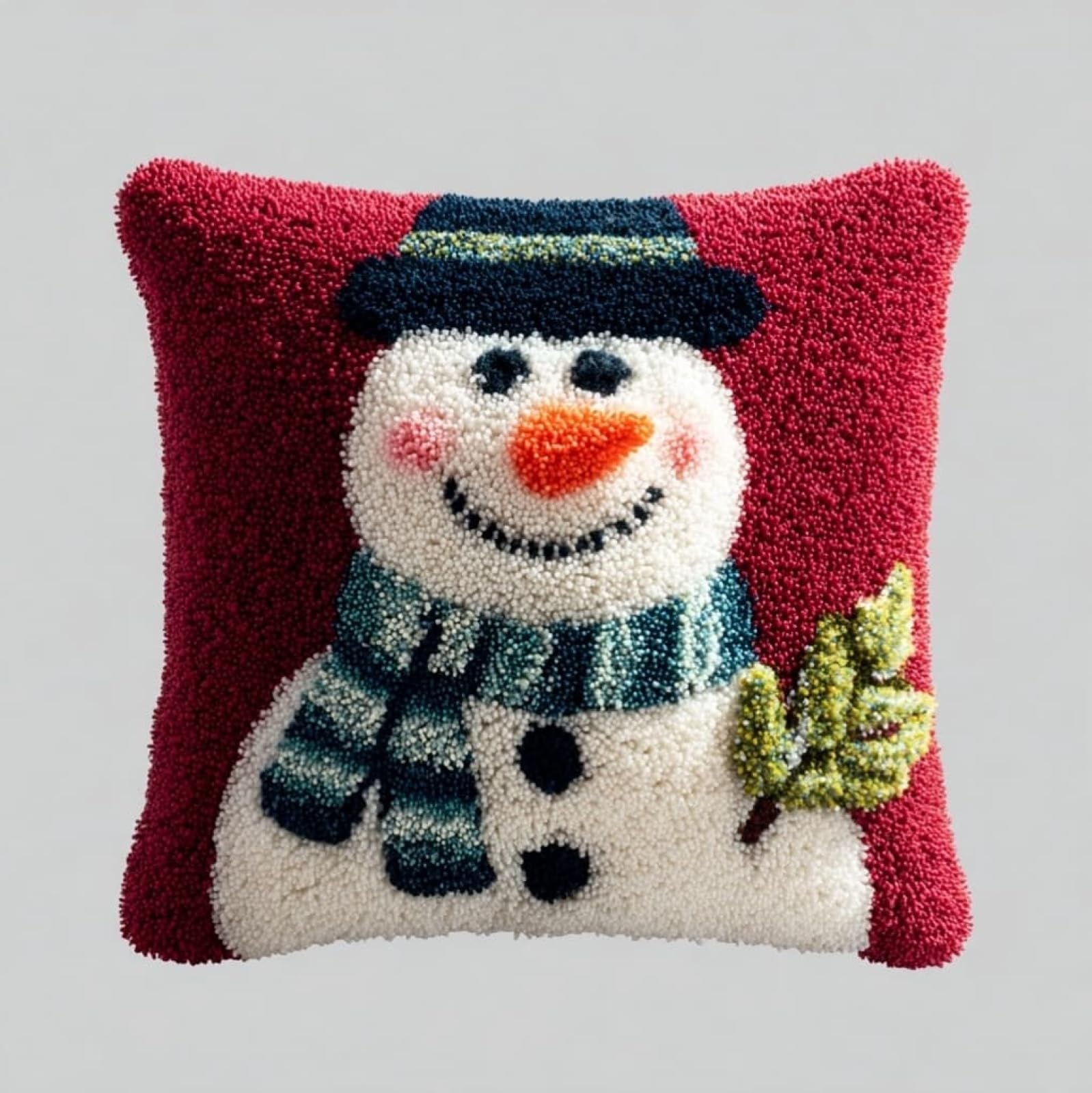 AxiangziK Pre-Printed Latch Hook Pillow Kit,Cute Snowman