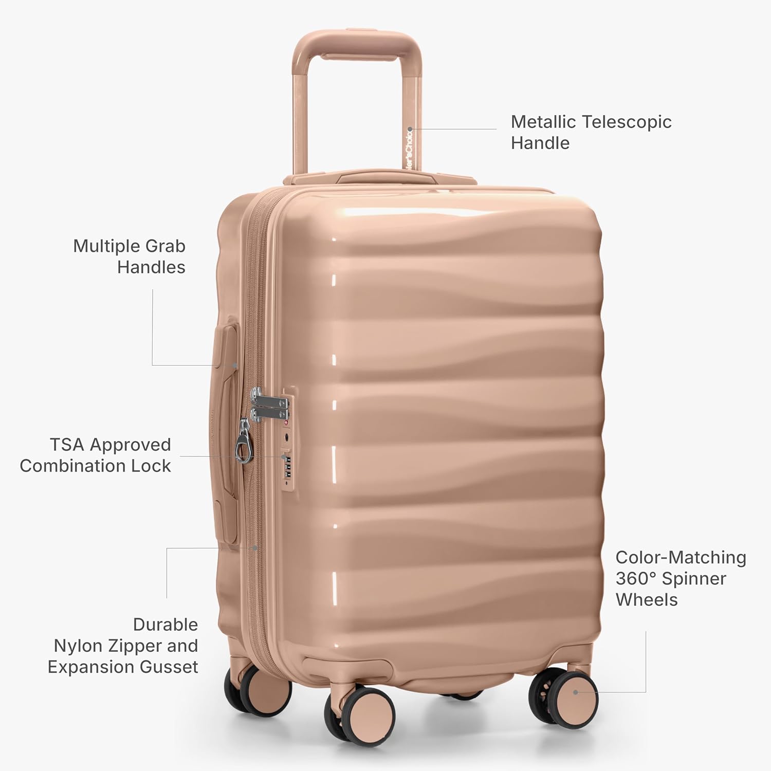 Traveler's Choice Edinburgh II Hardside Spinner Luggage, TSA Lock, Sand, 29" Large