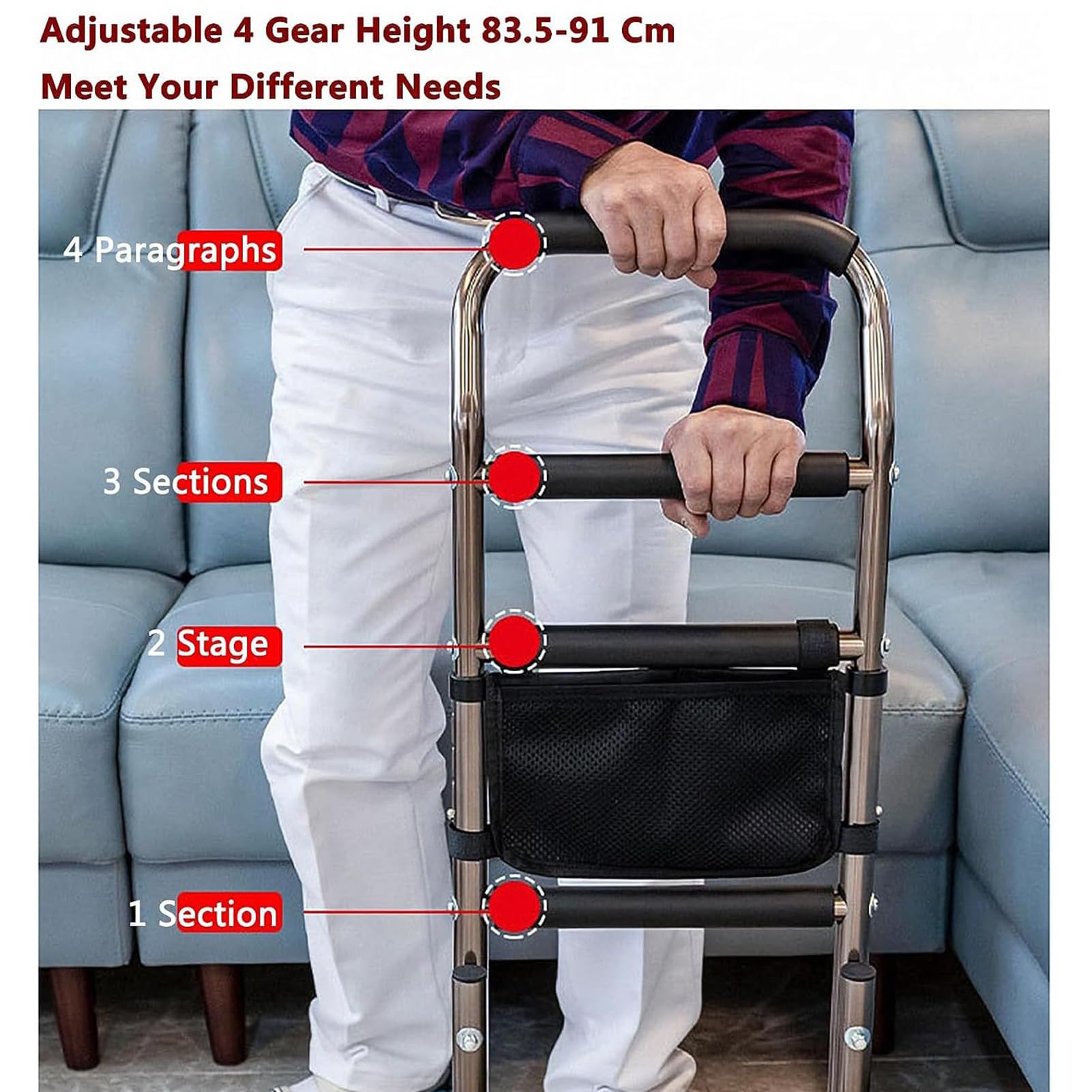 Ayuda de apoyo para silla – Altura ajustable con barandillas de seguridad para ancianos, discapacitados y embarazadas – Ayuda de movilidad y vida diaria para levantarse fácilmente