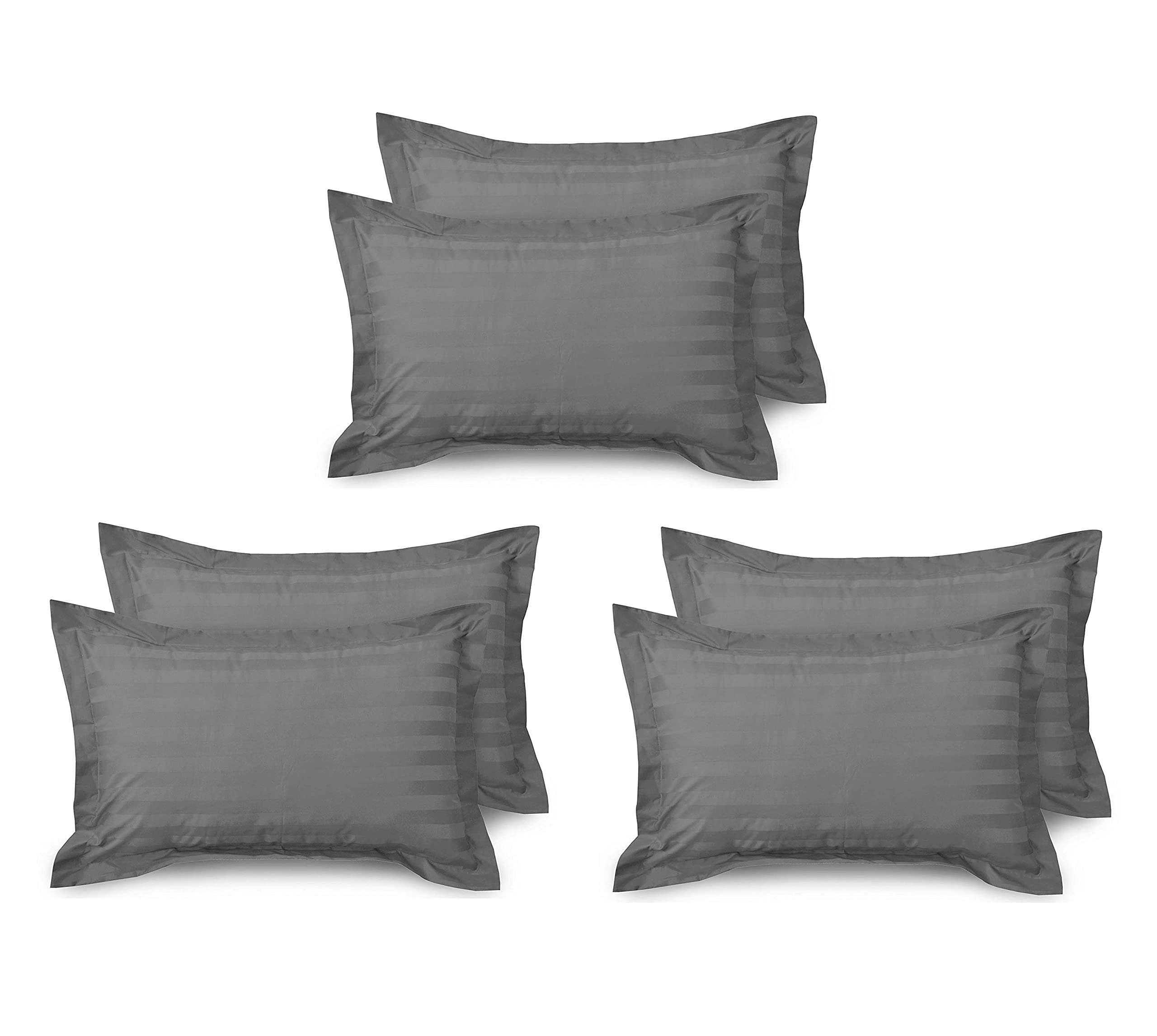 Solid Pillow Covers Set of 6 Piece King Size (Grey_Stripes)
