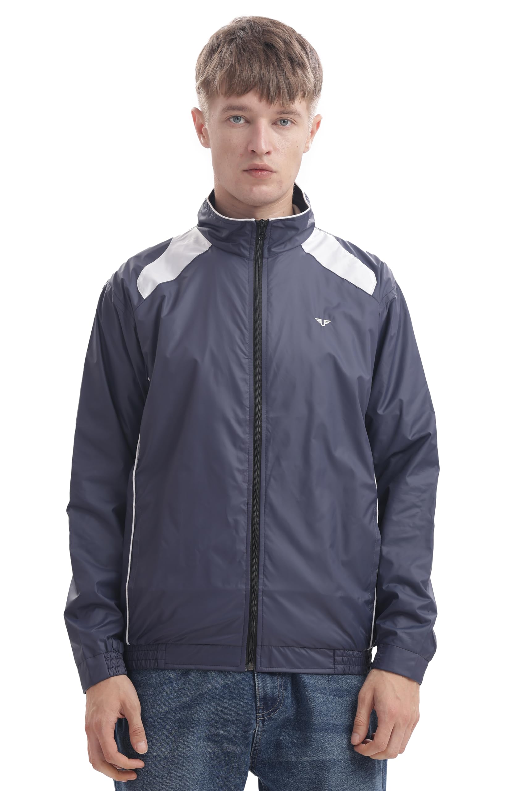 Men's Wind Cheater Polyester Jacket - Regular Fit, Stylish Winter Sports Gym Zipper Jacket (Navy Blue, Pack of 1, Large)-image-24