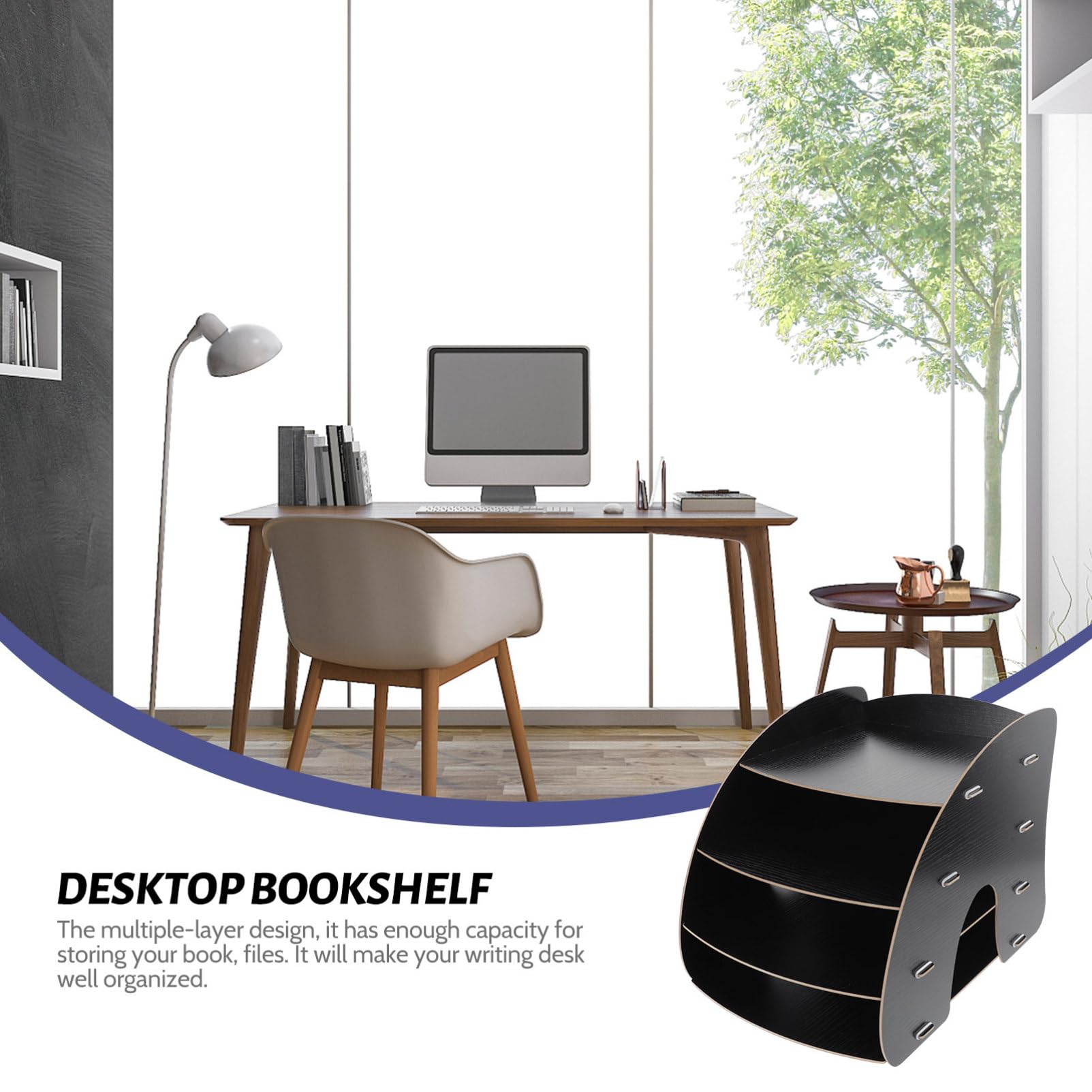 Schreibtisch-Organizer aus Holz mit Schublade, Bücherregal, Schmucktablett, Kosmetik-Aufbewahrung, A4-Größe, Haushalts-Organizer für den Schreibtisch