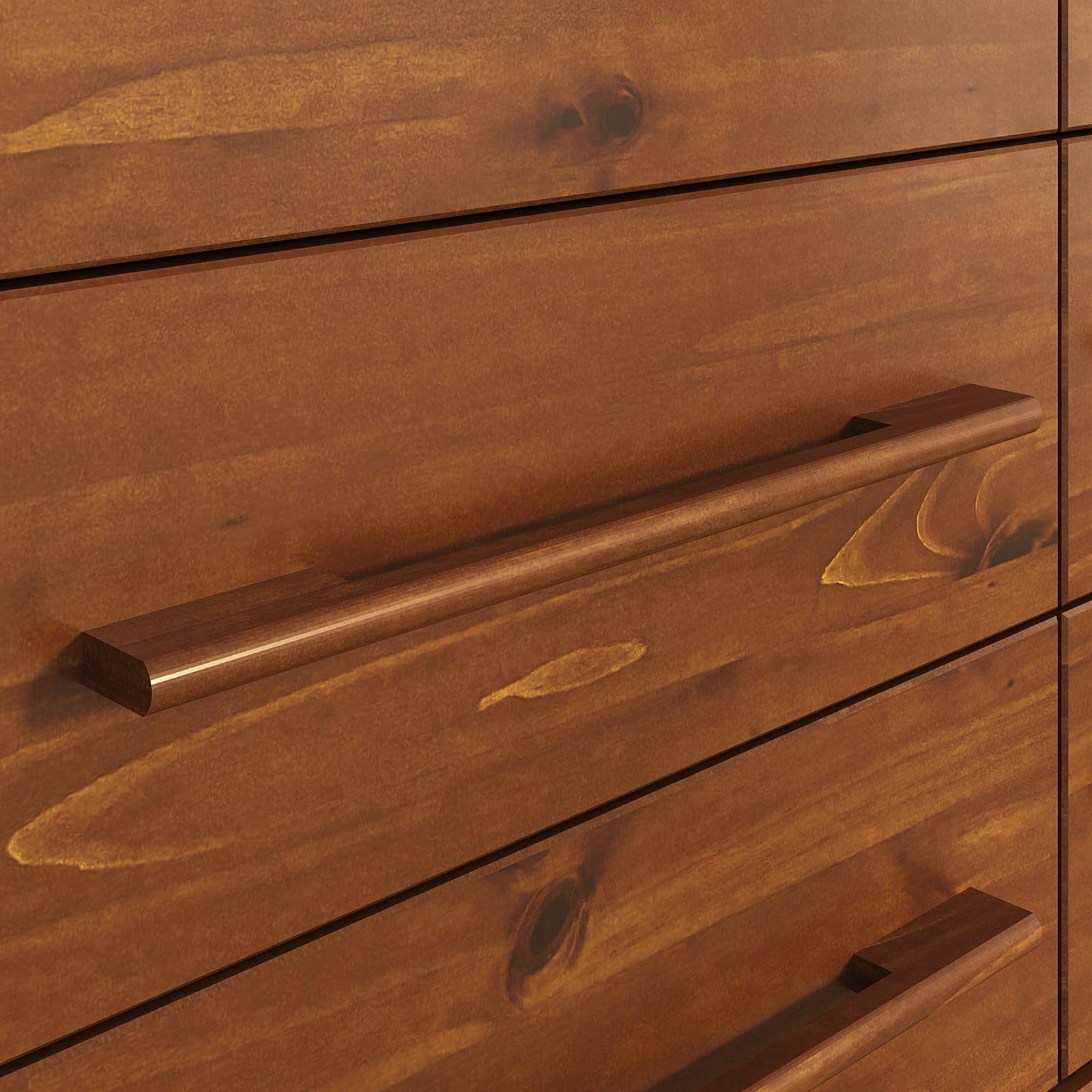 IDIMEX Kommode TECCA mit 6 Schubladen, Kastanie Finish – Schubladenschrank aus massivem Kiefernholz, Lange Holzgriffe, Stauraum für Schlafzimmer Wohnzimmer Flur, skandinavisches Design