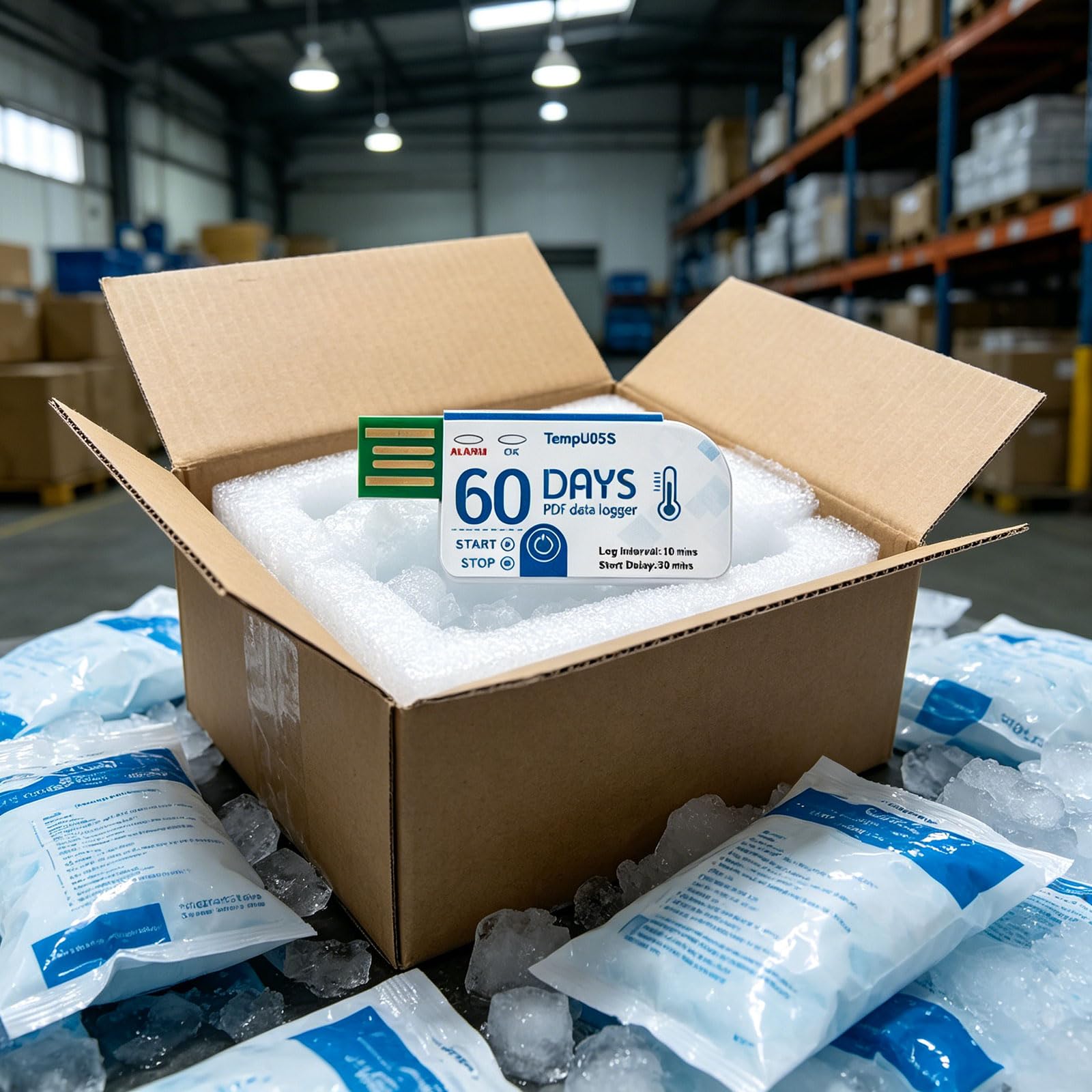 Registrador de datos de temperatura USB con 10000 puntos, registrador de temperatura de 60 días para almacenamiento y transporte, termómetros de registro de datos