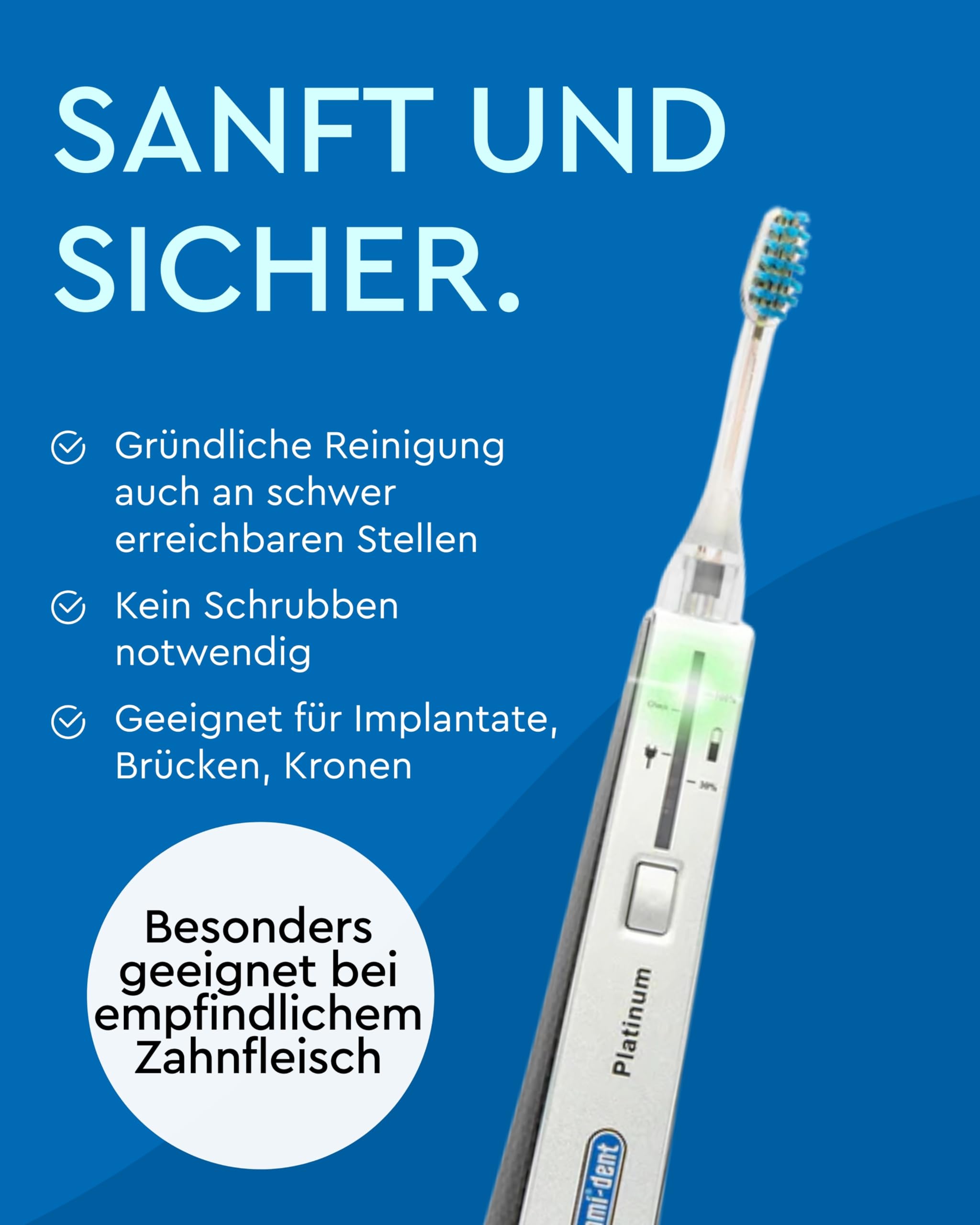 emmi-DENT Ultraschall Zahnbürste I Platinum Familien-Set in Blau I 2 Handteile inkl. Aufsätze, 2 Ladestationen & 2x Zahnpasta I Sanfte Plaque-Reduzierung ohne Bürstenbewegung