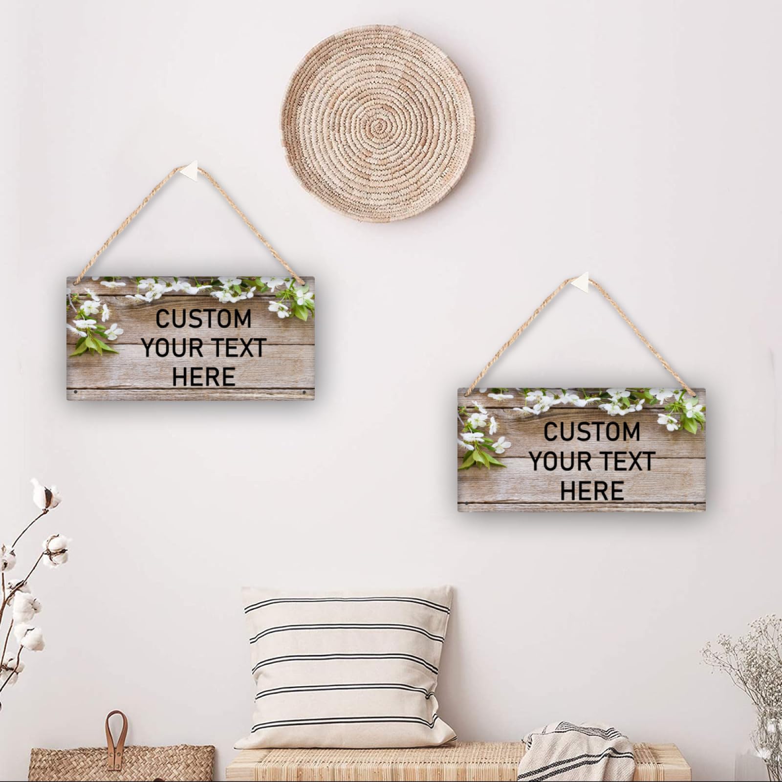 Cartelli Personalizzati in Legno Rustico - Cartelli da Appendere con la Tua Immagine/Logo/Testo per Bar, Casa, Camera da Letto e Decorazione da Parete